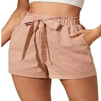 Ženske kratke pripijene hlače Na vezanje jednobojne boho hlače široke Ležerne mini hlače za slobodno vrijeme ljetne
