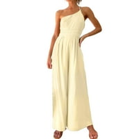 Ženski ljetni kombinezon s naramenicama visokog struka nabran na jedno rame Ležerne hlače širokih nogavica klizači
