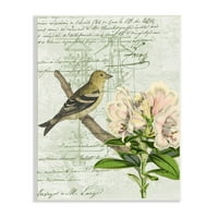 Ptičja kuća Vintage Patent Lily Floral American Goldfinch uokviren slikarskim umjetničkim tiskom