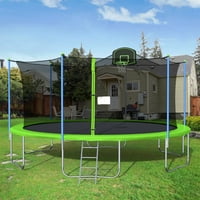16ft trampolin za odrasle djece s košarkaškim obručima, mrežnom sigurnosnom ogradom, ljestvicama, aukfa na otvorenom