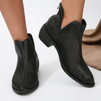 SNGXGN WOTENS PINKLE POOCIES Ugodna peta tople cipele Kožne čizme za gležnjeve za žene, crne, veličine 42