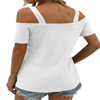 LUMONTO WOMAN Majice Off Majice na ramenu Čvrsta boja Ljetni vrhovi Ladies Casual Tunic Bluza Udobna majica s