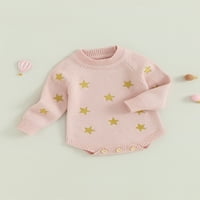 Pleteni džemper za djevojčice i dječake, klizači, bodi s dugim rukavima s printom zvijezda, dječji džemperi, vrhovi,