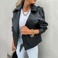 Kali_store jakne za žene žene s dugim rukavima s punim zidom Polarna jakna crna, m