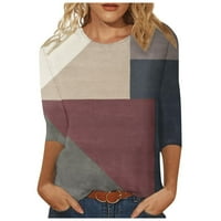 Ženske majice Tri četvrtine rukava geometrijska boja blokiranje tiskanja modnih vrhova