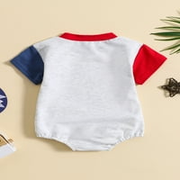 ;/ Kombinezon za novorođenčad od 4. srpnja s kratkim rukavima s okruglim vratom, bodi s cvjetnim printom zastave