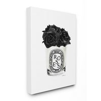 Stupell Industries Modni dizajner ruža cvjetna staklo crno akvarel platno zidna umjetnost Amanda Greenwood