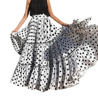 Ležerne haljine za omot za žene s rukavima modno modno visoko struka polka točkica tiskana suknja labava suknja