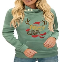 ; / Ženski casual puloveri s dugim rukavima, vrhovi, božićna majica s printom slova, plava;
