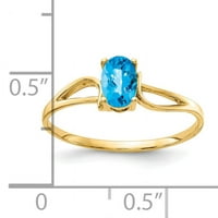Primalno zlato karat žuto zlato 6x ovalno plavi topaz provjerni prsten