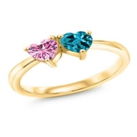 18K srebrni prsten obložen žutim zlatom s ružičastim moissanitom i topazom