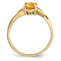 Netaknuto zlato, karatno žuto zlato, plavi topaz polirani prsten.