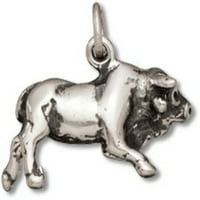 Ogrlica od srebrnog privjeska od 30 3 s prikazom rogatog herefordskog bika-krave koji hoda ili puni