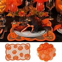 Wivilon Halloween Dekoracija Halloween bundeva glava čipka Placemat narančasta zabava Dekoracija stola