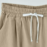 Kratke hlače za žene dužine koljena elastična vučna struka casual kratkih hlača laneni pamuk labave udobne kratke