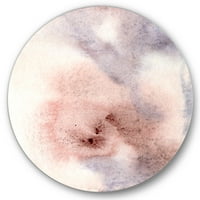 DesignArt 'Pastel Sažetak s ružičastom plavom bež i crvenim mrljama' Modern Circle Metal Art - Disk od 11