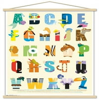 Zidni plakat s likovima u obliku abecede u drvenom magnetskom okviru, 22.375 34