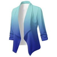 Kaput ženskog ležernog modnog retro retro tiskanog laganog srednje dužine jakne kardigan blue s ženke jeftini