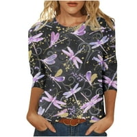 Ženske casual cvjetni print rukavi vrhovi cvjeta ljetna modna bluza slatka grafička majica mekane prozračne tunike