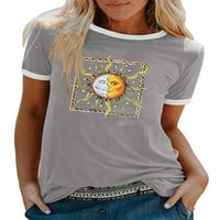 Grianlook žena modna majica suncokreta majica otiskana majica kratkih rukava salon za majicu za lice tiskana tunična