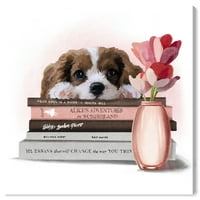 Vinovud studio ispisuje nježne i slatke životinje-pjesnike, pse i štence, zidnu umjetnost, ispis na platnu ružičasta