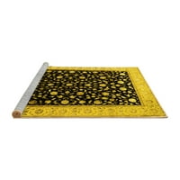 Tvrtka perete strojno u kvadratnim tradicionalnim perzijskim prostirkama žute boje za unutarnje prostore, površine
