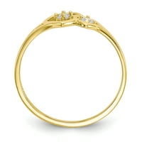 Prsten od žutog zlata s dvostrukim srcem i kubičnim cirkonijem od primarnog karatnog zlata