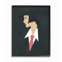Retro pop Ženski portret s uokvirenom modnom kravatom dizajn zidne umjetnosti grace Popp, 24 30