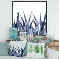 DesignArt 'Zablista mornarsko plave agave lišće' tradicionalno uokvireno platno zidno umjetnički tisak