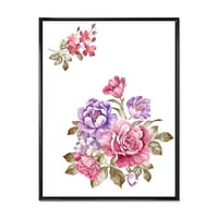 DesignArt 'Buket ljubičastih i ružičastih cvjetova I' Farmhouse uokvirena platna zidna umjetnička print tiska