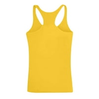 Ženski ljetni ležerni v vratni rukav vrećica prsluk kratka tanka čvrsta boja žuta 2xl vrh