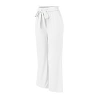 Xinqinghao Women Jogger hlače Žene široke noge ležerne čvrste hlače s džepovima lagane podesive podesive kravate