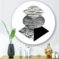 DesignArt 'Sažetak oblika geometrije s tropskim palminim listom I' Moderni krug metal zid - disk od 23 godine