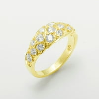 Ženski prsten od kubičnog cirkonija od 9 karatnog žutog zlata britanske proizvodnje - opcije veličine-veličina