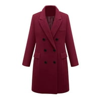 Ženski zimski kaput, dvoredni vuneni kaput, jakna, tanki dugi kaput, gornja odjeća