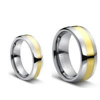 Set zaručničkih prstenova od volframovog karbida s dvobojnim zlatnim središtem i kupolastim oblikom od & &