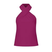 MLQIDK Osnovni vrhovi spremnika za žene Criss Cross Halter prsluk TENK TOPIS Ljetni pulover bez rukava casual