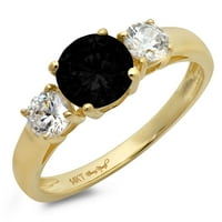 1,5-karatni okrugli prsten od crnog prirodnog žutog zlata 18K ugraviran za godišnjicu braka vjenčani prsten s