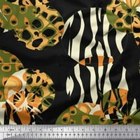 Crna rajonska šifonska tkanina s printom leopardove kože i kože divljih životinja širine do dva metra