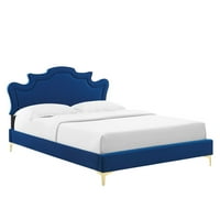 Baršunasti bračni krevet u tamnoplavoj boji